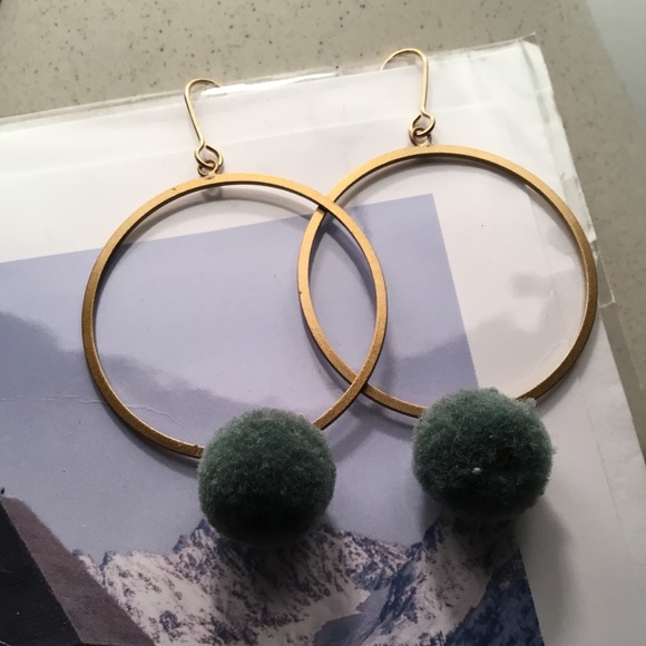Jewelry - Gold Hoop Pom-pom earrings